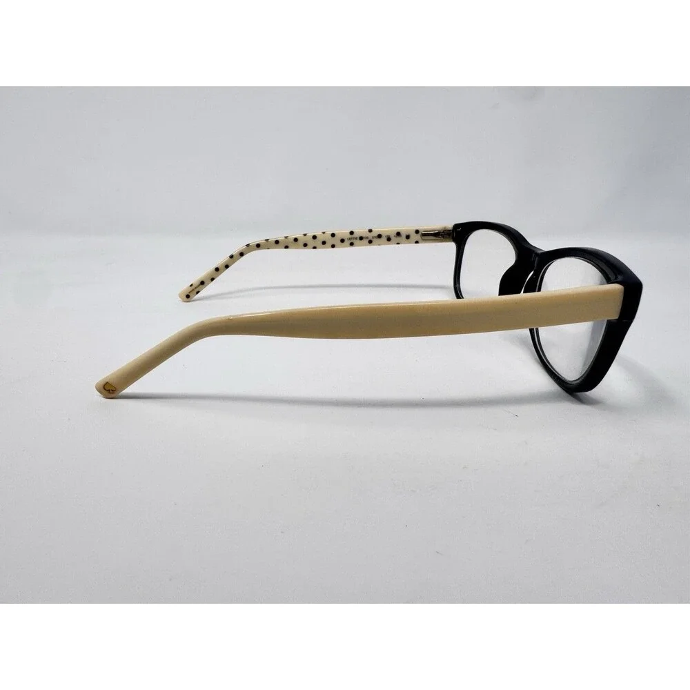 Kate Spade Tattie BY20 Eyeglass Frames Only 51-17-135 Black Cream Polka Dot Case